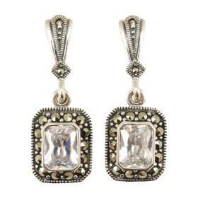 Sidabriniai auskarai su briaunuotu cirkoniu ESB274