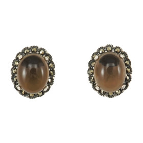 Sidabriniai auskarai su dūminiu CABOCHON ESB386