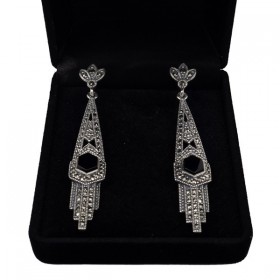 Sidabriniai auskarai su oniksu ESA201