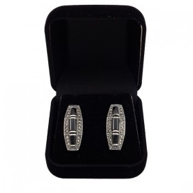 Sidabriniai auskarai su oniksu ESA121