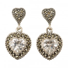 Sidabriniai auskarai su briaunuotu cirkoniu ESB182