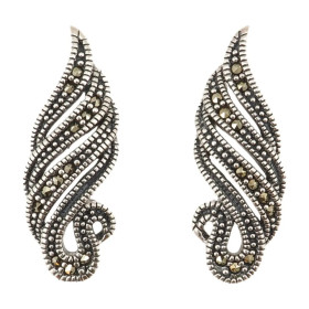 Sidabriniai auskarai su markazitais ESB129