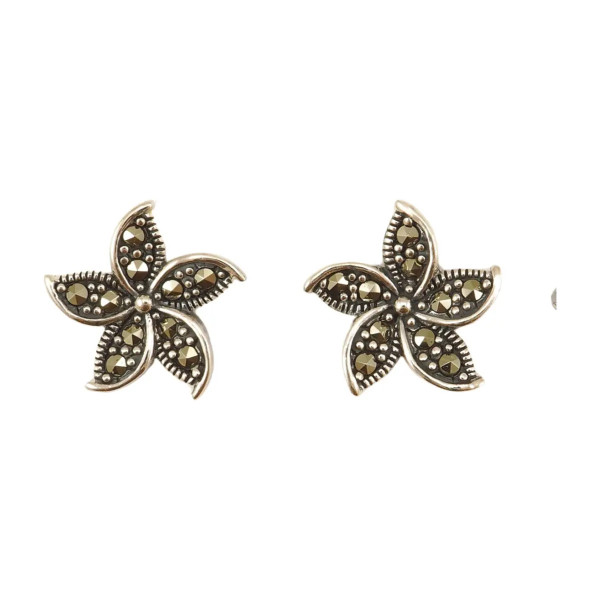 Sidabriniai auskarai su markazitais ESB142