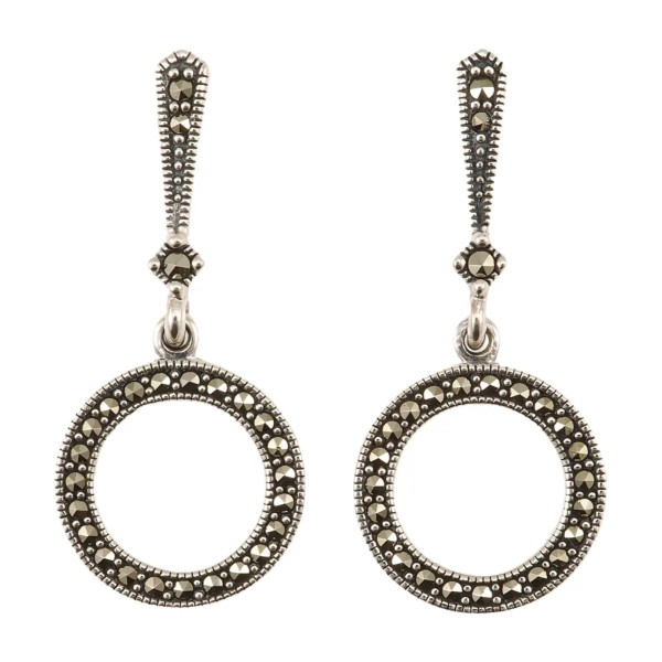 Sidabriniai auskarai su markazitais ESB146