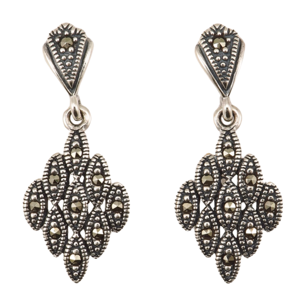 Sidabriniai auskarai su markazitais ESB153