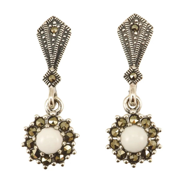 Sidabriniai auskarai su baltuoju akmeniu ESB209