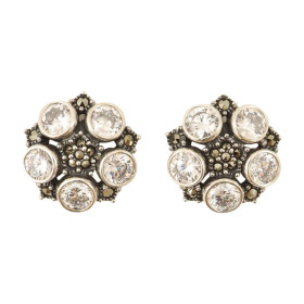 Sidabriniai auskarai su briaunuotu cirkoniu ESB306