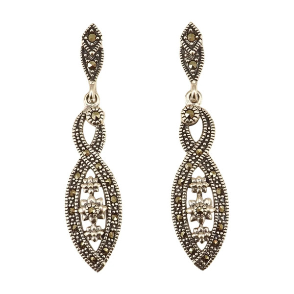 Sidabriniai auskarai su markazitais ESB225