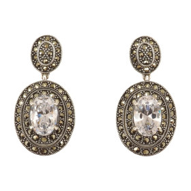 Sidabriniai auskarai su briaunuotu cirkoniu ESB261